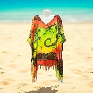 Tropical Sale Women’s Multicolor Hawaiian Lizard Art Designs Pullover | OS Plus